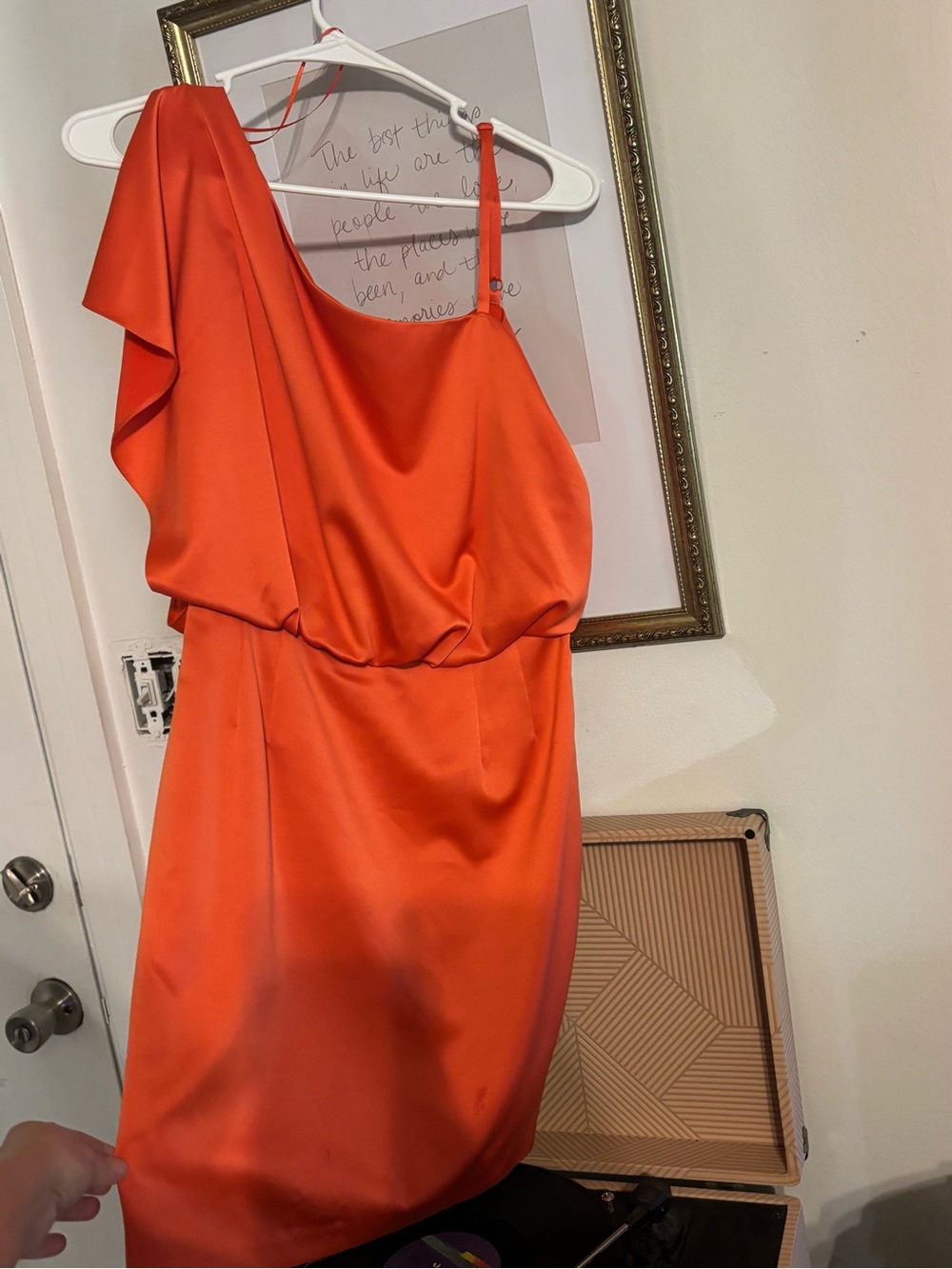 Jessica Simpson One-Shoulder Orange Satin Cocktail Dress